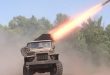 Russian Grad rocket launchers destroy Ukrainian military sites