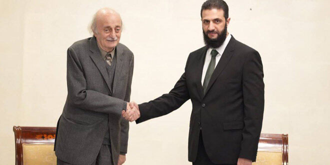 Leader Al-Sharaa meets Former head of Lebanon’s Progressive Socialist Party, Walid Jumblatt