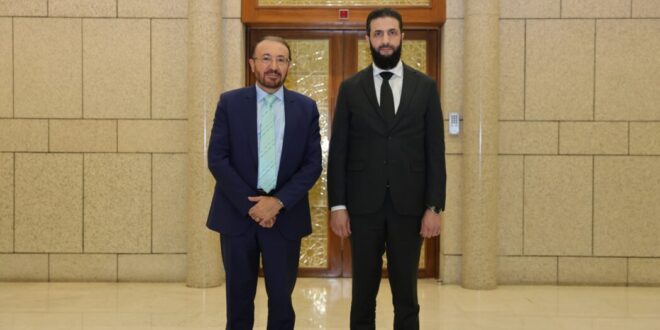 Leader al-Sharaa receives Journalist Faisal al-Qassem at the People’s Palace in Damascus