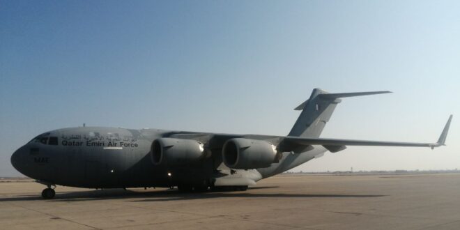 Qatari aid plane arrives at Damascus International Airport