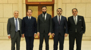 Leader Ahmed al-Sharaa meets a number of Syrian businessmen