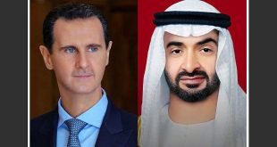 Presidentes de Siria y EAU abordan actuales acontecimientos en territorios palestinos