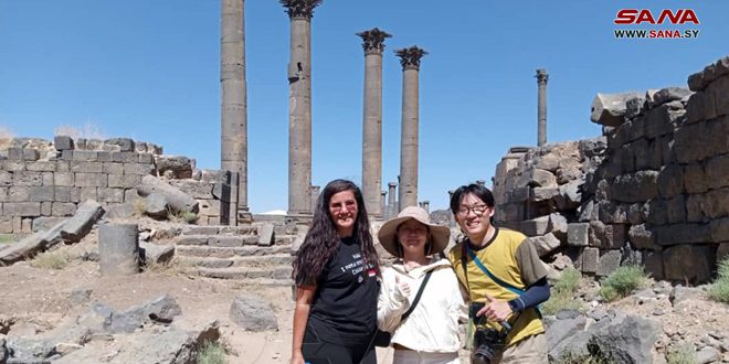 یک گروه گردشکری چین از آثار باستانی شهر “بصری الشام” در استان درعا مطلع شد
