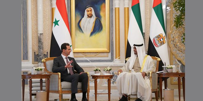 Cumhurbaşkanı Esad Ve Şeyh Muhammed Bin Zayed, Bölgedeki Olumlu Gelişmeleri Ve İki Ülke Arasındaki Ekonomik İşbirliğini Görüştü