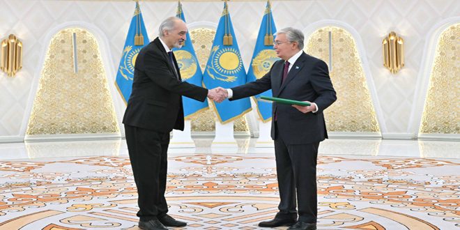 Caferi, Cumhurbaşkanı Tokayev’e Kazakistan’daki Suriye’nin Yerleşik Olmayan Büyükelçisi Olarak Güven Mektubunu Sundu
